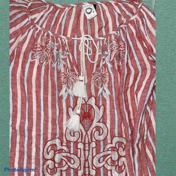 Anthropologie Akemi & Kin Audria Striped Peasant Tassels Embroidered Size XS EUC - Picture 7 of 9